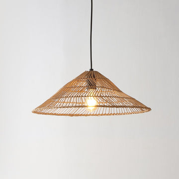 Nova 20.25" Farmhouse Coastal Rattan 180" Cord Plug-In or Hardwired LED Pendant - JONATHAN Y